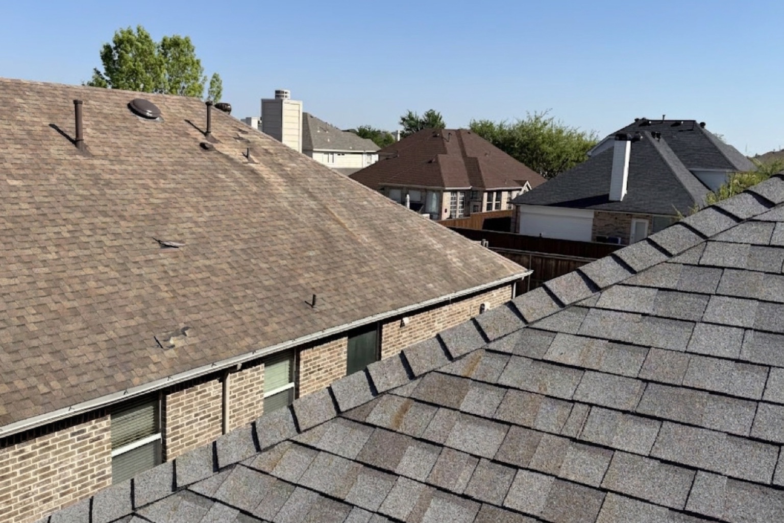 Illustration: simulated storm damage on this roof